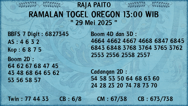 Prediksi Oregon 13:00 WIB