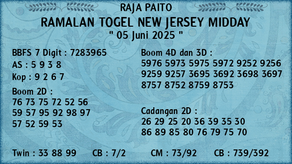 Prediksi New Jersey Midday