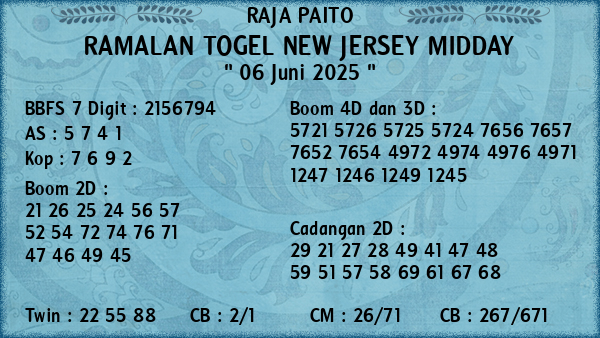 Prediksi New Jersey Midday