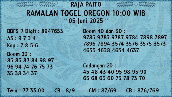 Prediksi Oregon 10:00 WIB