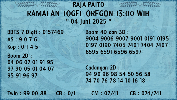 Prediksi Oregon 13:00 WIB