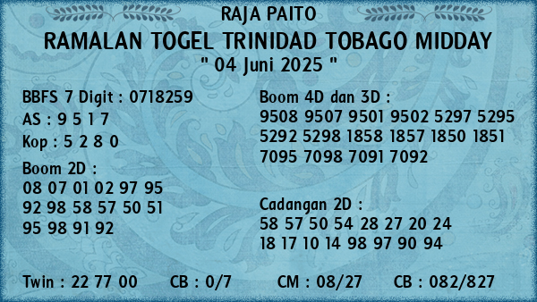 Prediksi Trinidad Tobago Midday