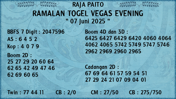 Prediksi Vegas Evening